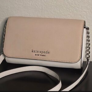 Kate Spade Cream and White Crossbody Bag with Chain Strap